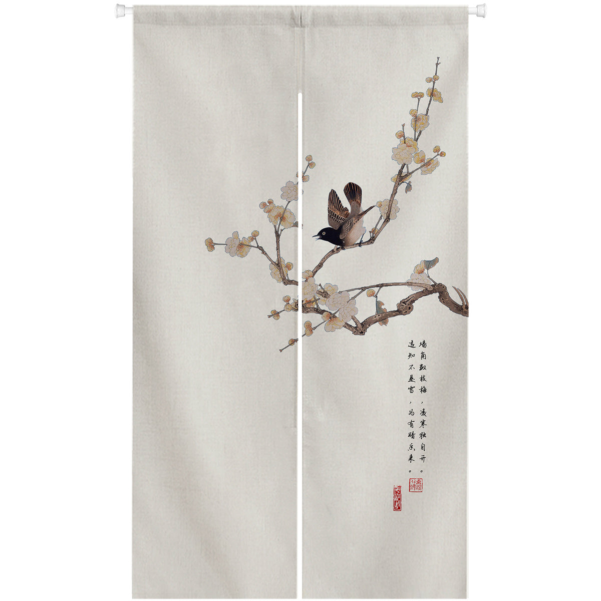 0004-Peach Blossom Japanese Noren Door Curtain