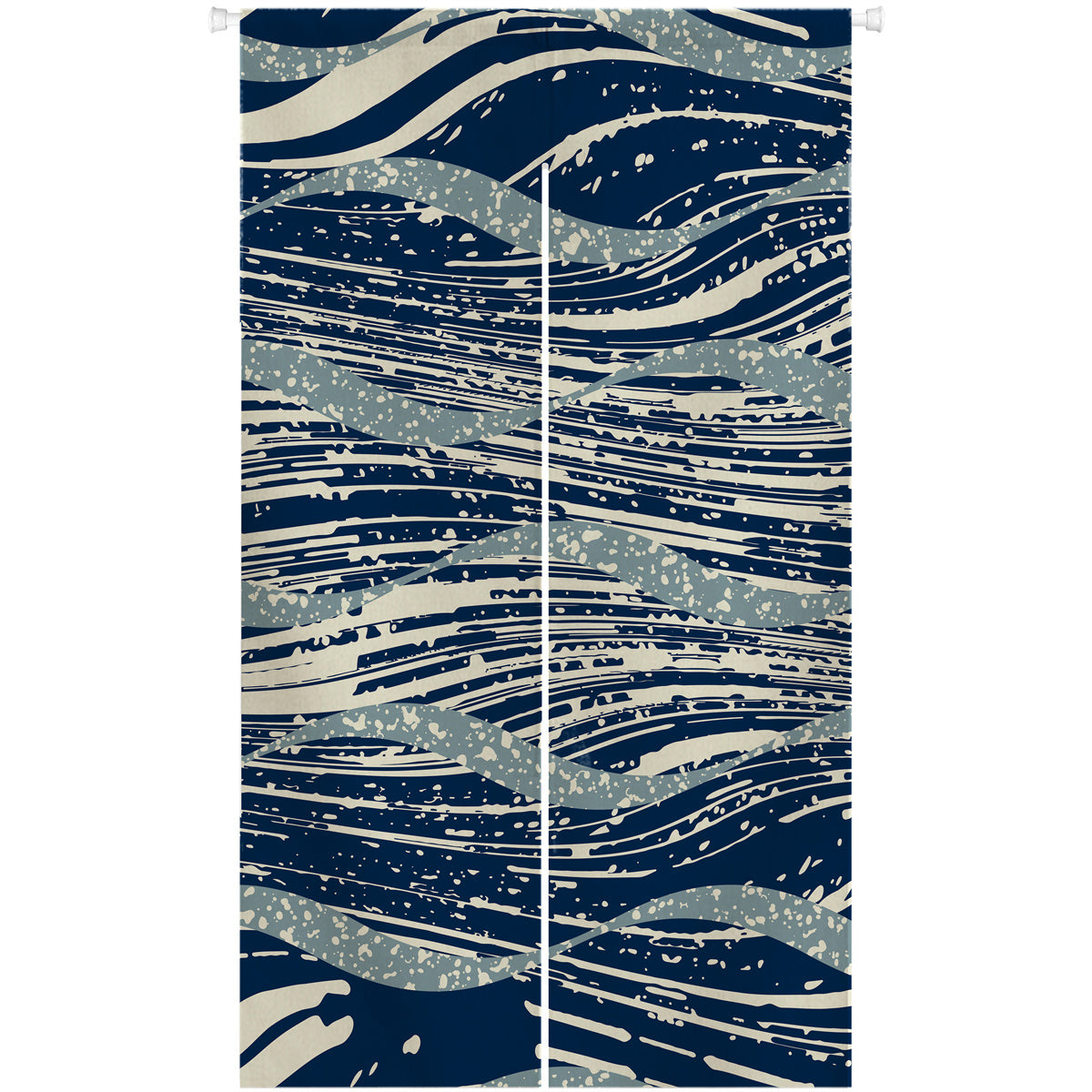 0214-Deep Blue Waves Japanese Noren Door Curtain