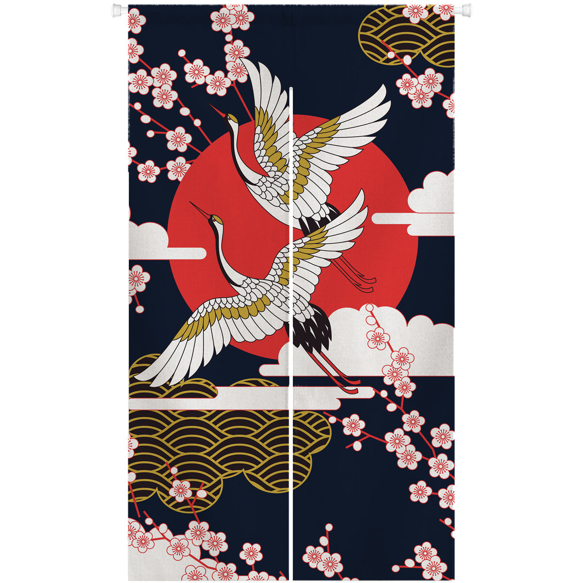 0108-Crane Series 4 Japanese Noren Door Curtain