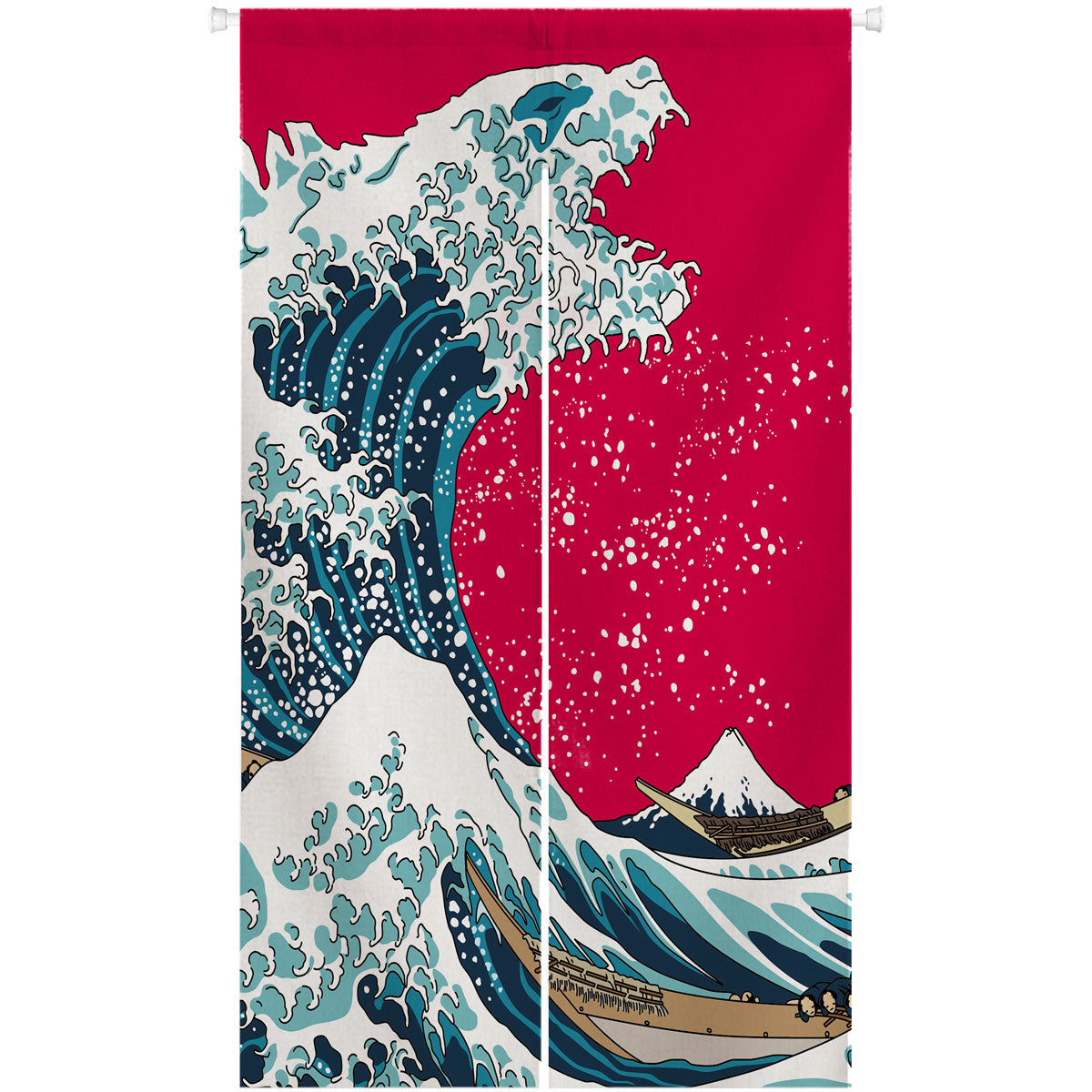 0015-Red Sea Waves Japanese Noren Door Curtain