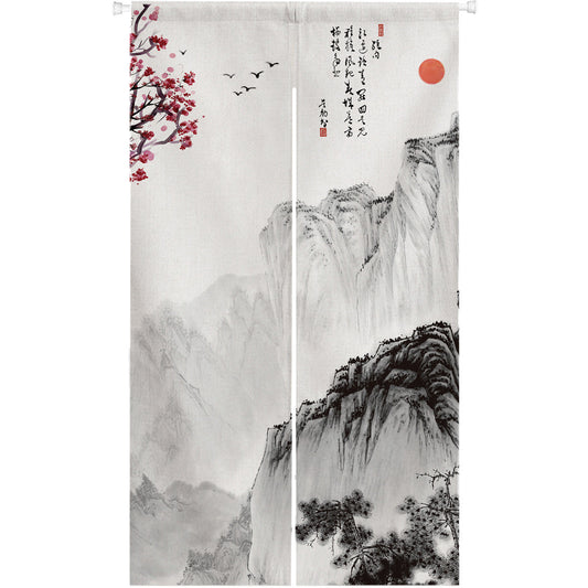 0002-Ink Mountain Japanese Noren Door Curtain